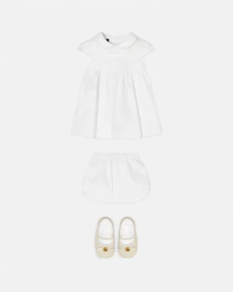Babybrodert kjolesett i bomullspoplin