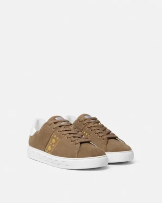 Greca-dekorerte sneakers i semsket skinn
