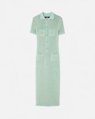 Heklet strikket polo-maxi-kjole