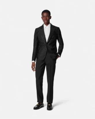 Jacquard-blazer i ullblanding