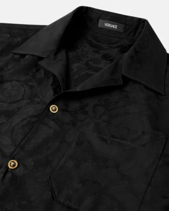Jacquard-skjorte i bomullspoplin