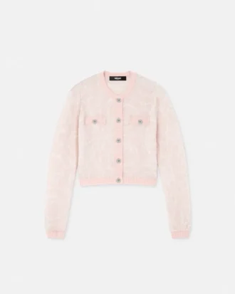 Jacquard-strikket mohair-cardigan