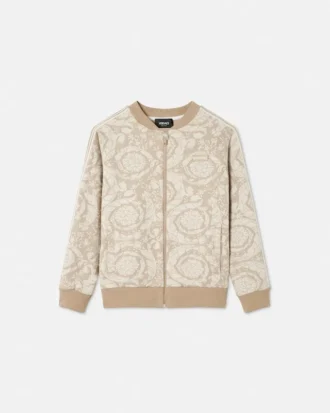 Jacquard-sweatshirt i bomullsjersey med glidelås for barn