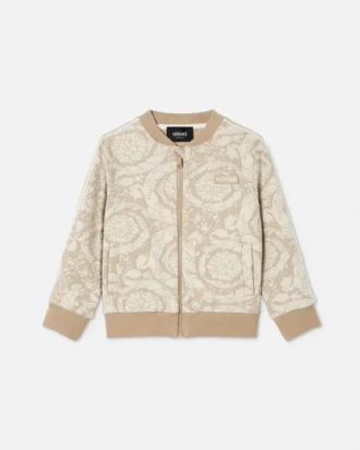 Jacquard-sweatshirt i bomullsjersey med glidelås for barn