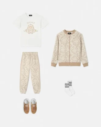 Jacquard-sweatshirt i bomullsjersey med glidelås for barn