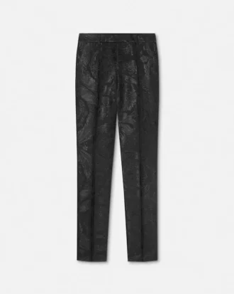 Jacquard ull-viskose slim formelle bukser
