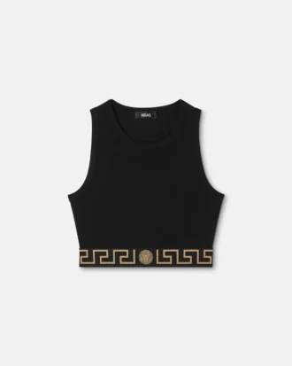 Kort topp i jacquard-bomullsjersey