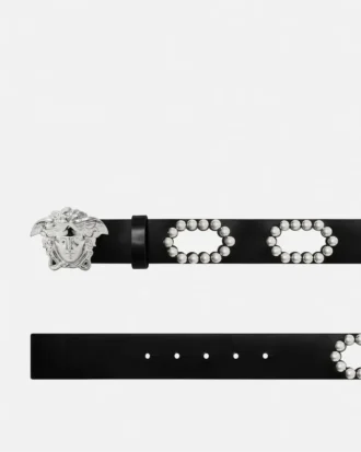 La Medusa belte med nitter i skinn 4 cm