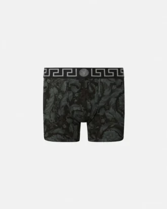 Lang badebukse i bomullsjersey med jacquardtrykk