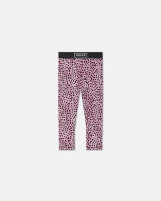 Leggings i bomullsjersey med trykk for barn