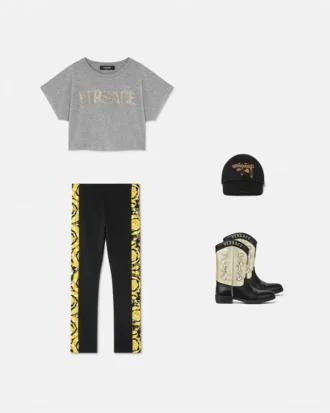 Leggings i bomullsjersey med trykk for barn
