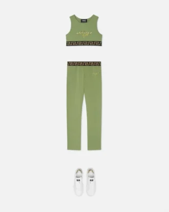 Leggings i stretchbomullsjersey med trykk for barn