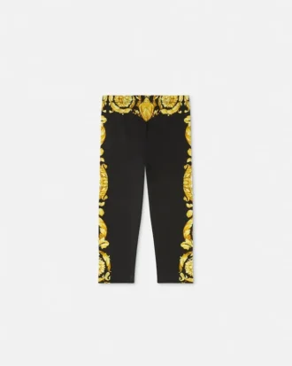Leggings i stretchbomullsjersey med trykk for barn