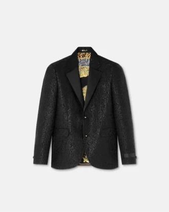 Leopard Jacquard Enkeltradet Blazer