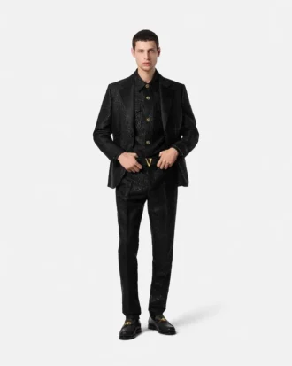Leopard Jacquard Enkeltradet Blazer