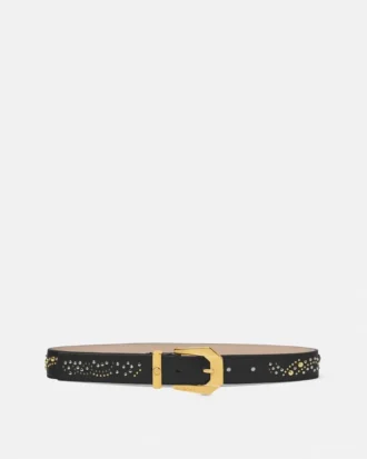 Medusa Heritage belte med nitter i skinn 3 cm