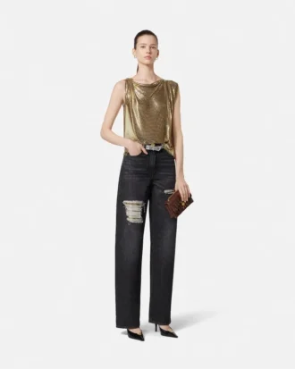 Metallnettjeans med normal passform