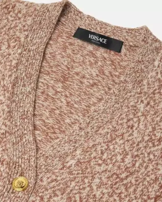 Mouliné strikket boxy-cardigan i kashmirblanding
