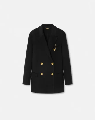 Peacoat i kashmirblanding med dobbelt knappelukking