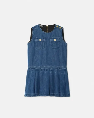 Plissert denimkjole for barn