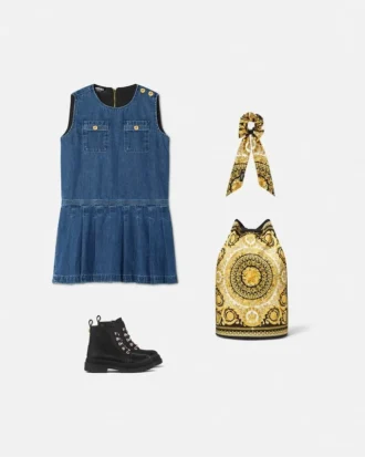 Plissert denimkjole for barn