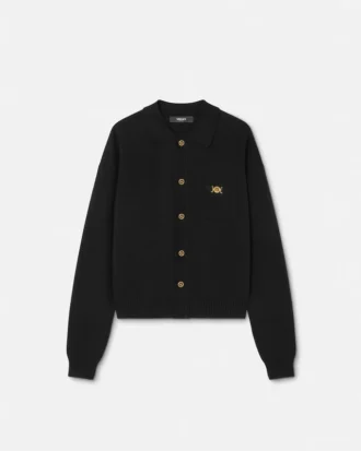 Polo-cardigan i kashmir-bomullstrikk
