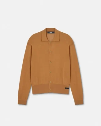 Polo-cardigan i silke-bomullstrikk