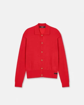 Polo-cardigan i silke-bomullstrikk