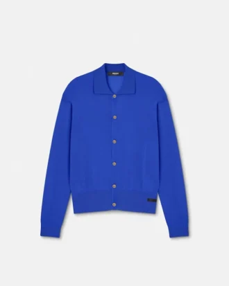 Polo-cardigan i silke-bomullstrikk