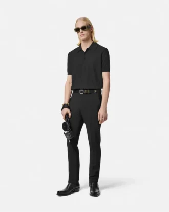 Polo i silke-bomullstrikk