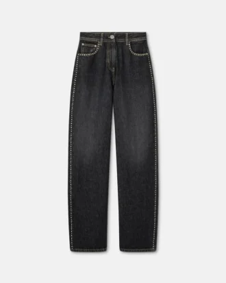 Pyntede jeans med høy midje og normal passform