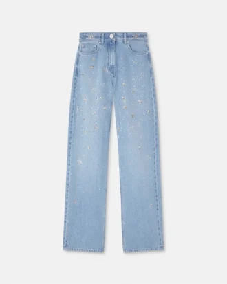Pyntede jeans med høy midje og normal passform