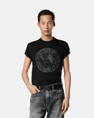 Pyntet slim-fit T-skjorte i bomullsjersey