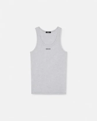 Ribbet tank-top i bomull