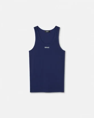 Ribbet tank-top i bomull