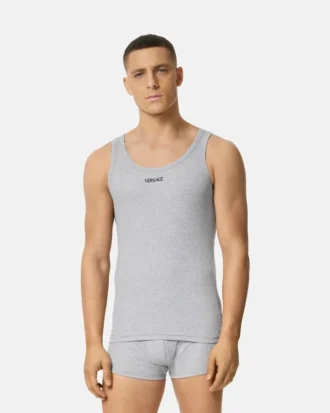 Ribbet tank-top i bomull