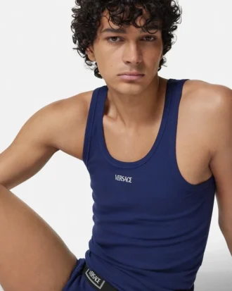 Ribbet tank-top i bomull