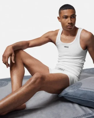Ribbet tank-top i bomull