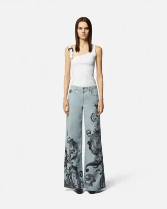 Ribbet tank-top med barokk spenne