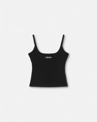 Ribbet tank-top med logo