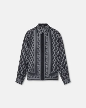 Slim fit skjorte i silketwill med trykk