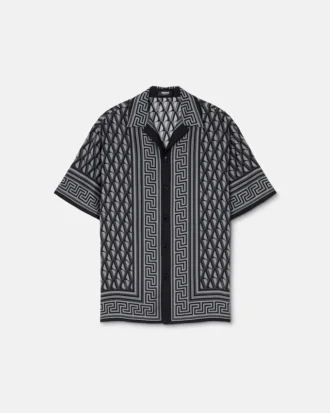 Slim fit skjorte i silketwill med trykk