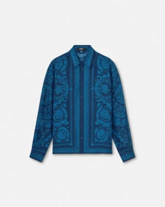 Slim fit skjorte i silketwill med trykk