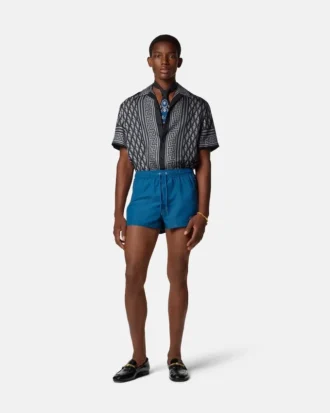 Slim fit skjorte i silketwill med trykk