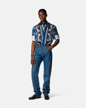 Slim fit skjorte i silketwill med trykk