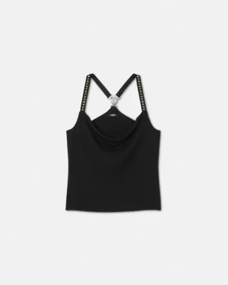 Stretch-kreppjersey-top med rynk