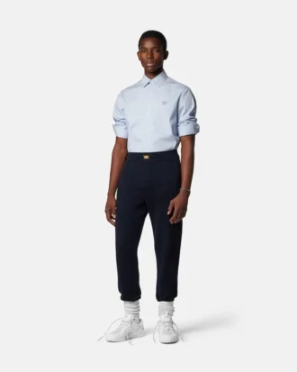 Stripet slim fit-skjorte i bomullspoplin
