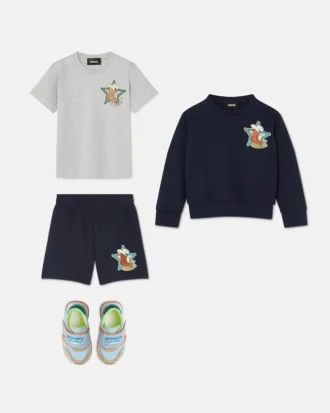 Sweatshorts i bomullsjersey for barn