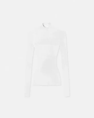 Tettsittende ribbestrikket topp i merinoull