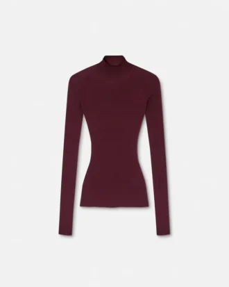 Tettsittende ribbestrikket topp i merinoull